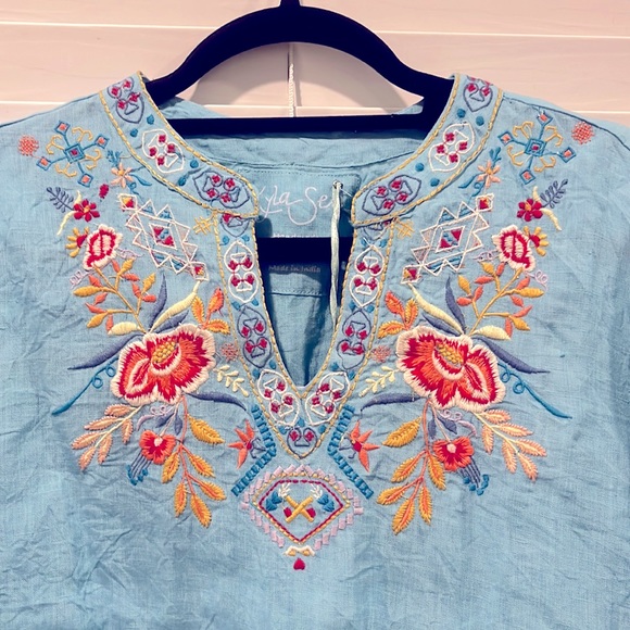 Kyla Seo “Baltic Sea” Embroidered Short Sleeve Shirt - Picture 1 of 9